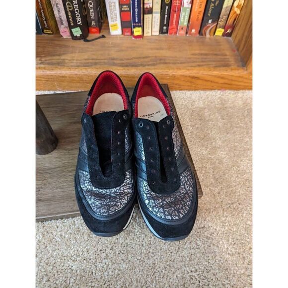 liebeskind Berlin sneakers red silver and black sz 9 euc - Picture 1 of 5